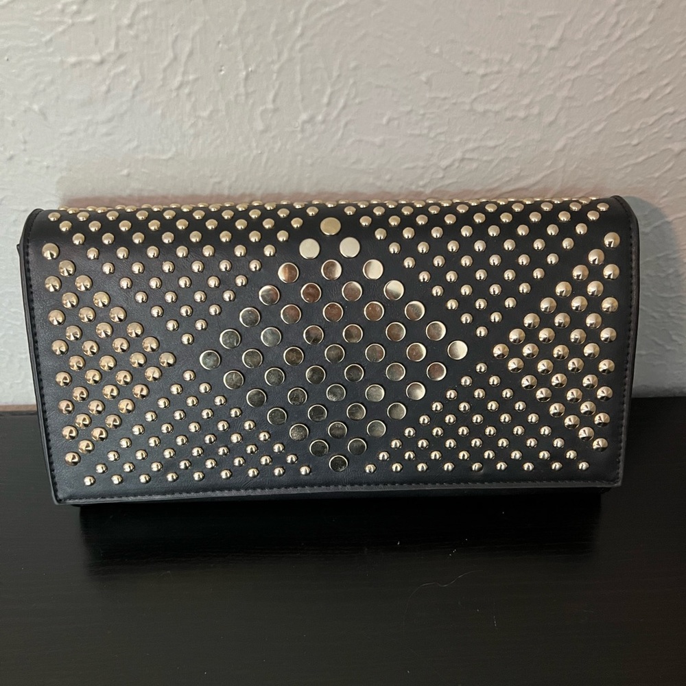 Studded Vegan Leather Clutch